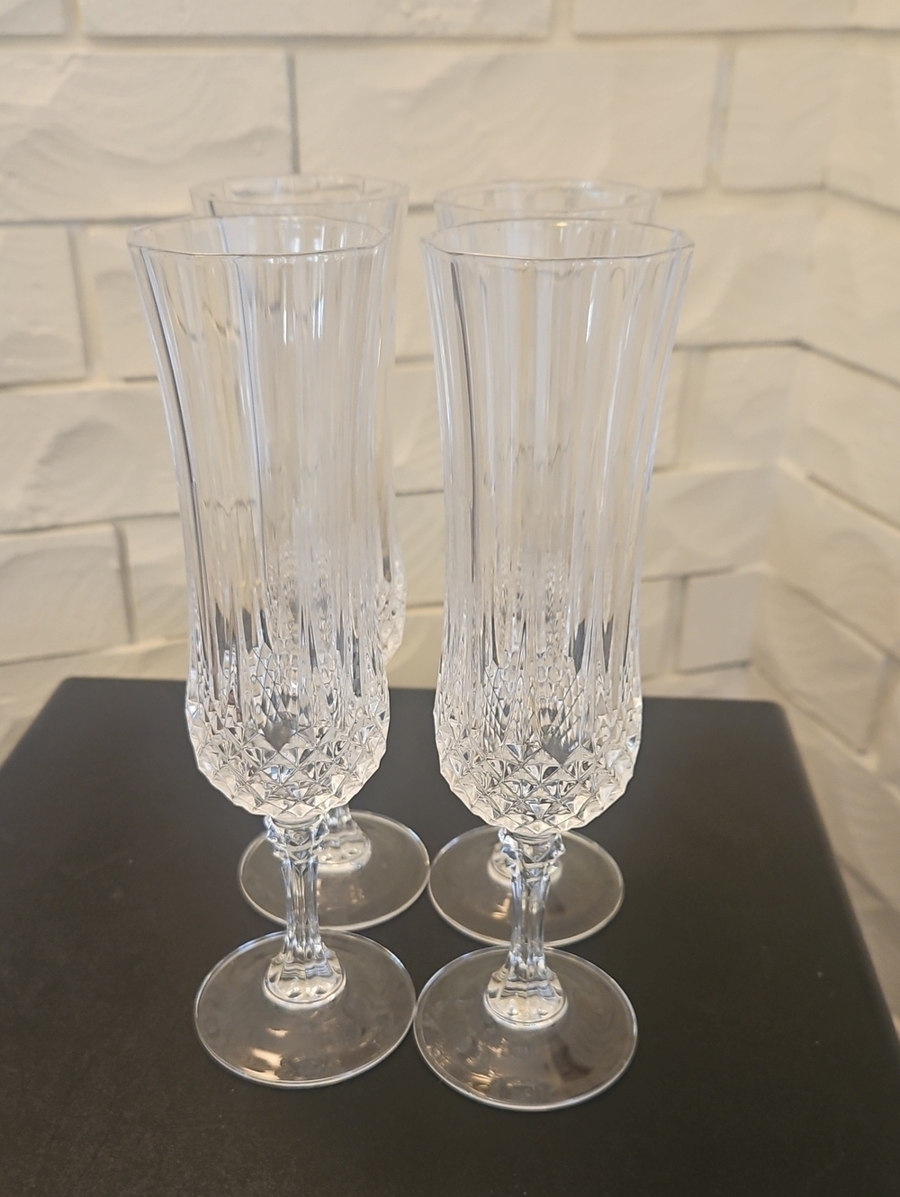 Cristal D'Arques Clear Crystal Fluted Champagne Glasses Set of 4 Excellent Condi